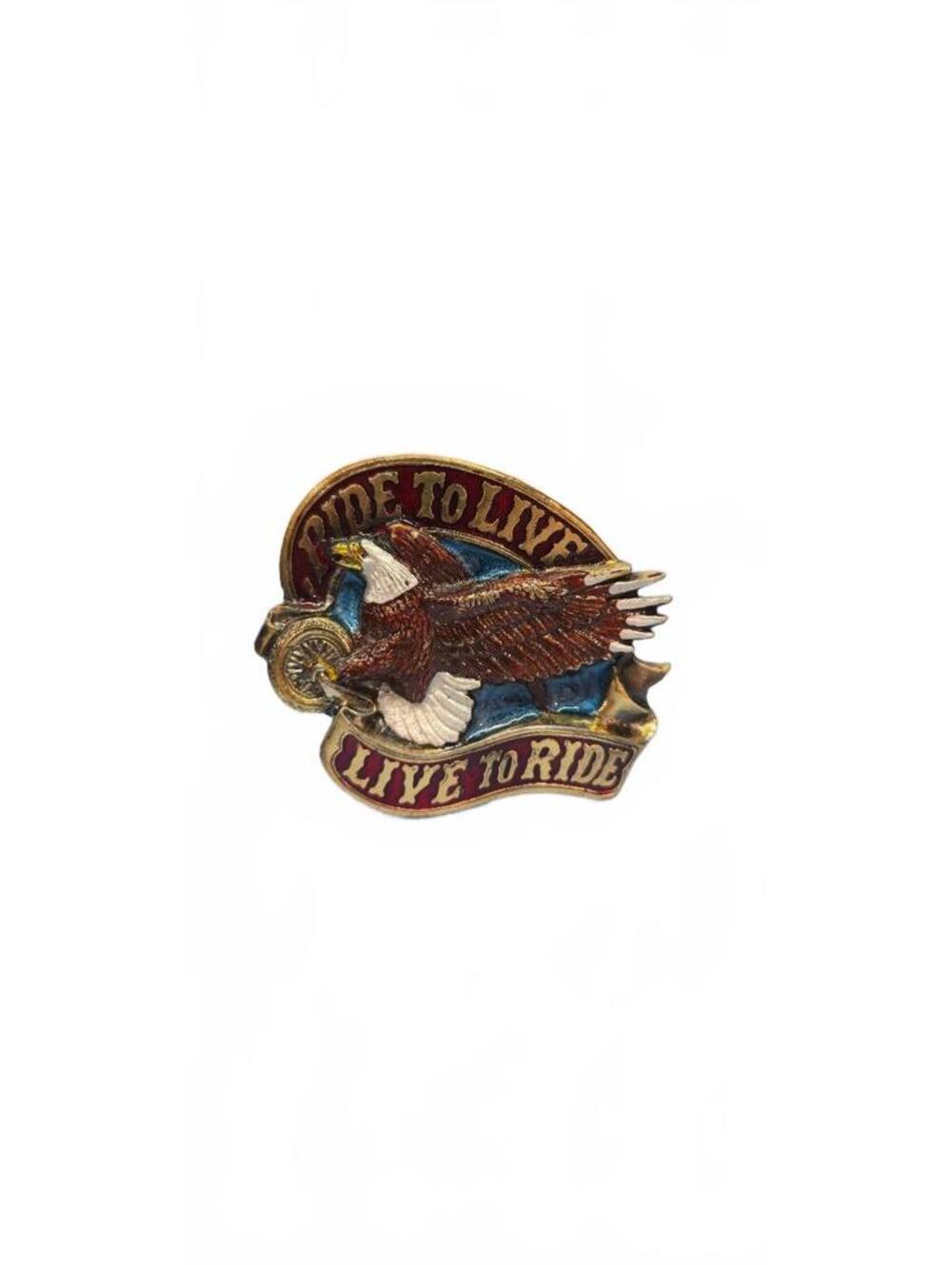 Vintage 1982 Ride to Live Live to Ride Eagle Belt Buckle SN 1036